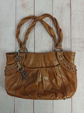 B. Makowsky slouchy caramel brown genuine leather shoulder bag